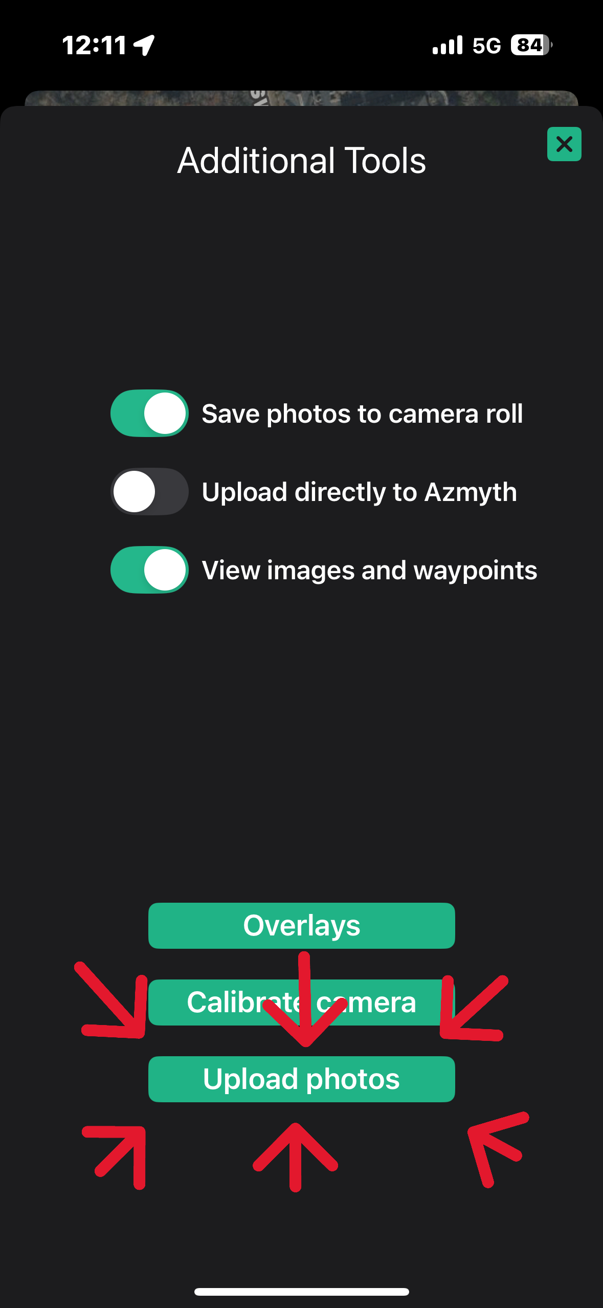 In app screenshot of the sync menu with all options turned on